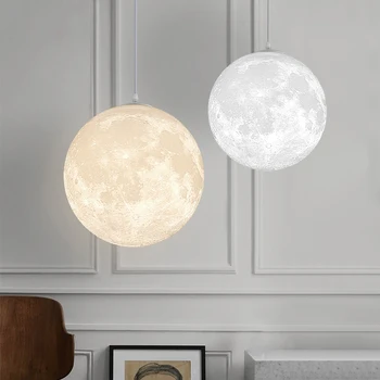 Люстра в виде луны с 3D-печатью в скандинавском стиле простая детская комната лампа для спальни украшение ресторана маленькая люстра romantic planet 8