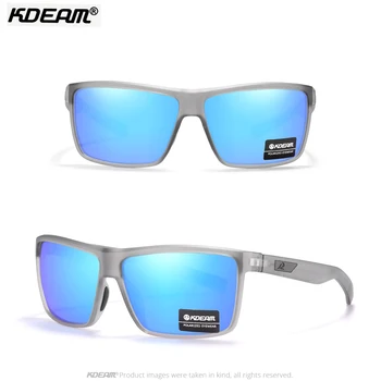 2023 Новая мода KDEAM Классические Квадратные поляризованные Солнцезащитные очки с 3D логотипом бренда, трендовые дизайнерские мужские Спортивные очки для вождения на открытом воздухе 18