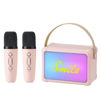 Беспроводной Динамик RGB Light Bluetooth Soundbox С 2 Караоке-Микрофонами Семейный Сабвуфер KTV Sing Song MP3-Плеер HIFI 19