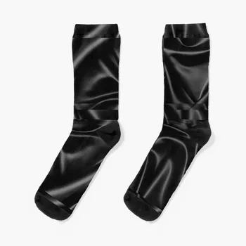 Черный атласный шелк с абстрактными складчатыми текстурами, Тканевые носки, комплект женских Носков 19