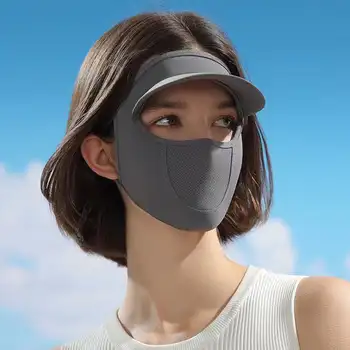 Наружная шляпа-маска с защитой от ультрафиолета UPF50 +, встроенное солнцезащитное устройство Для верховой езды, закрывающее все лицо от легкого старения, маска из ледяного шелка 13