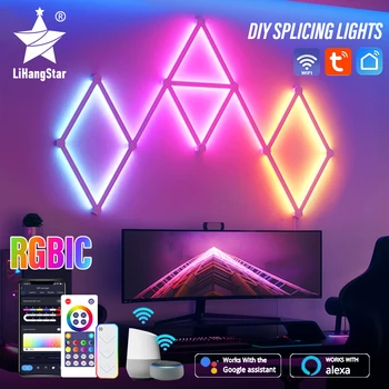 Умный настенный светильник с подключением Wi-Fi RGBIC Home Wall DIY Декоративная атмосфера Ночник с регулируемой яркостью через приложение для игровой комнаты BedroomTV 8
