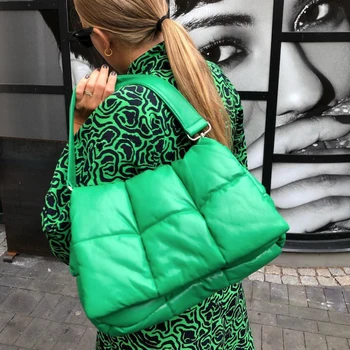 Модные женские сумки на плечо с подкладкой, Дизайнерская брендовая стеганая сумка, роскошная космическая хлопковая сумка через плечо, Большая сумка-тоут Зима 2022 19