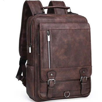 Новый мужской Модный Кожаный мужской рюкзак, деловая мужская 15,6-дюймовая сумка для ноутбука, рюкзаки большой емкости, дорожная сумка для колледжа, школьная сумка 21