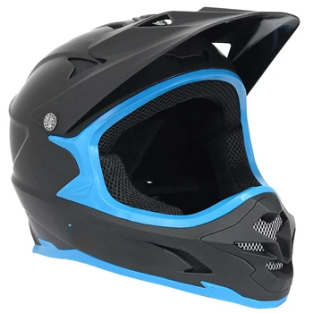 Детский велосипедный шлем унисекс с полным лицом, черный и синий, возраст 8 +
