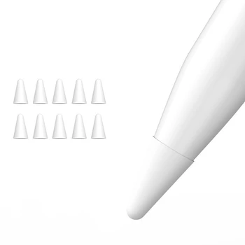 10шт Силиконовый сменный чехол для наконечника Защитный чехол для Apple Pencil 1-й и 2-й чехол для стилуса с сенсорным экраном Белый 21