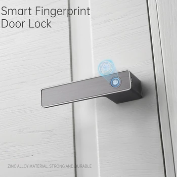 Блокировка отпечатков пальцев, умный дверной замок, вход без ключа, Биометрический отпечаток пальца, Тип C, механический ключ, открывающий деревянную дверь, электронный замок 7