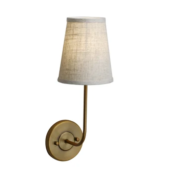 Модный Одноместный Классический Кантри-промышленный настенный светильник с расширяющейся воронкой, абажур из льняной ткани, Прикроватная лампа для чтения в спальне 12