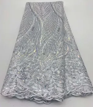 Африканская кружевная ткань 2023 года, Высококачественная модная Нигерийская кружевная ткань из французского тюля, расшитая блестками, для Нигерийской свадьбы 21