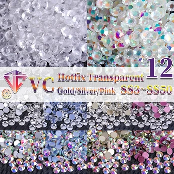 VC Super Glitter Crystal AB Стразы SS3-SS50 Исправление Прозрачных страз на плоской подошве для одежды, украшения для ногтей 4