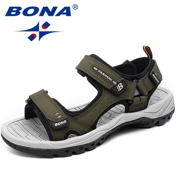 Мужские сандалии в стиле BONA New Classics, летняя обувь для прогулок на открытом воздухе, Противоскользящая пляжная обувь, мужская удобная мягкая Бесплатная доставка 13