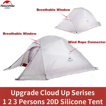 Naturehike outdoor Upgrade Cloud Up Палатка для 1 2 3 человек, 20D Силиконовый двухслойный алюминиевый шест, сверхлегкая палатка для кемпинга 17