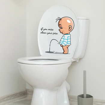 Забавные Предупреждающие О Туалете Наклейки Для Унитаза При Мочеиспускании Ребенка Украшение Крышки Унитаза Съемные Настенные Наклейки Для Унитаза 6