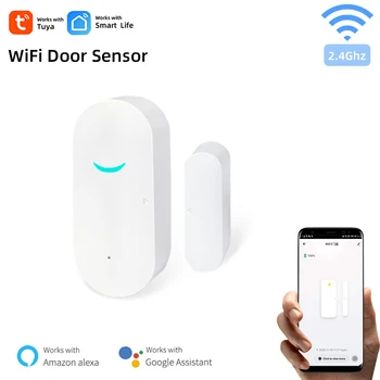 Датчик окон дверей Tuya Smart Life WiFi, монитор детектора открытия-закрытия, дистанционное управление телефоном с приложением, охранная сигнализация с уведомлением через приложение 6
