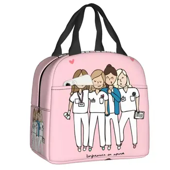 Мультяшная женская сумка для ланча с принтом медсестры и доктора, Женский Многоразовый холодильник, Термоизолированный Ланч-бокс, Многофункциональная коробка для Бенто 1