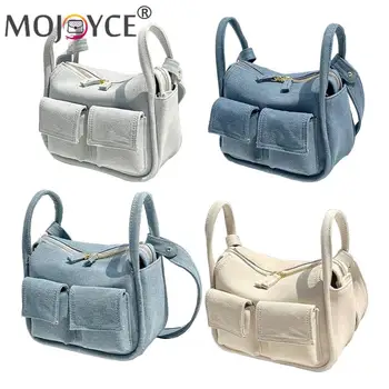 Женская сумка-ранец, джинсовые женские сумки-мессенджеры, сумки через плечо большой емкости, многокарманные простые повседневные сумки через плечо для покупок 21