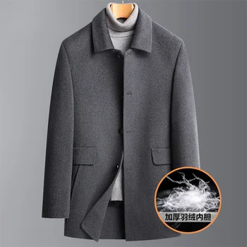 Куртки из 66,9% шерсти для мужчин 2023, Осенне-зимнее теплое пальто, Съемная куртка на 90% белом утином пуху Abrigo 16