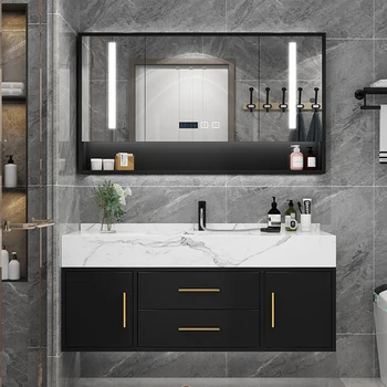 Умный шкаф для ванной Комнаты, Умывальник, Современный Минималистичный Комбинированный шкаф для ванной комнаты с раковиной, Умывальником и зеркалом