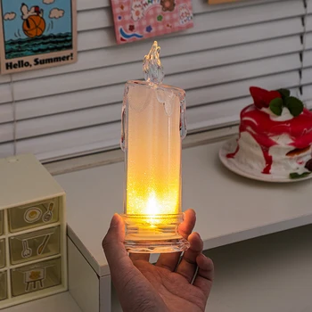 Хрустальная лампа-свеча, светодиодные беспламенные свечи, Мерцающие свечи на батарейках с реалистичным пламенем, настольная лампа 1