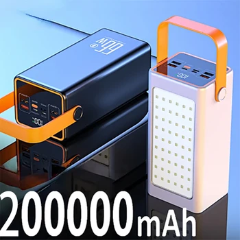 Power Bank 200000 мАч высокой емкости 66 Вт Быстрое зарядное устройство Powerbank для iPhone Ноутбук Внешний аккумулятор СВЕТОДИОДНЫЙ фонарь для кемпинга 12