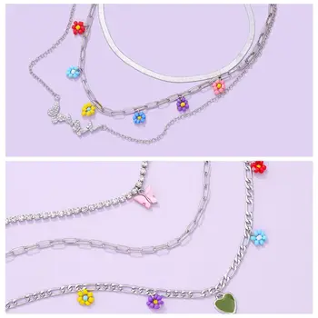 Ожерелье с подвеской в виде цветка бабочки, Модная Креативная женская подвеска, женская цепочка для ключиц, Оптовая продажа ювелирных изделий 7