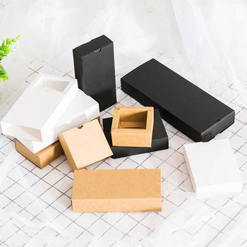 Черная выдвижная подарочная упаковка Картонная коробка Упаковка Подарочная коробка Белая бумажная выдвижная коробка Для свадебных подарков Деликатные выдвижные коробки