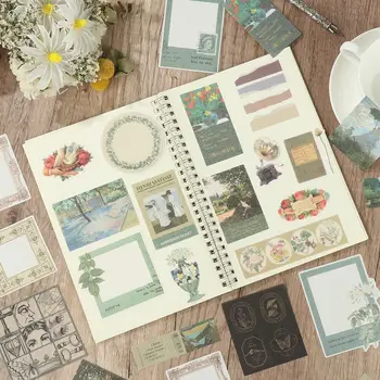 Креативный канцелярский пейзаж, изготовление дневниковых карточек своими руками, Декоративная наклейка, наклейки для скрапбукинга, Бумажные наклейки 16