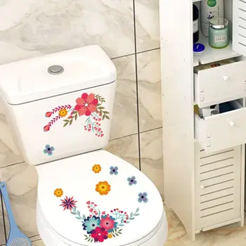 Легко стираемый домашний декор, картины для украшения ванной комнаты, простые в использовании наклейки для туалета, аппликация, настенная роспись в виде цветка, Наклейка на стену 4