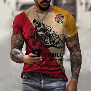 Летняя винтажная мужская футболка 2023 года, 3D Ретро мотоциклетные футболки оверсайз для мужчин, одежда, футболки для байкерских гонок, футболки с моторами, топы 6