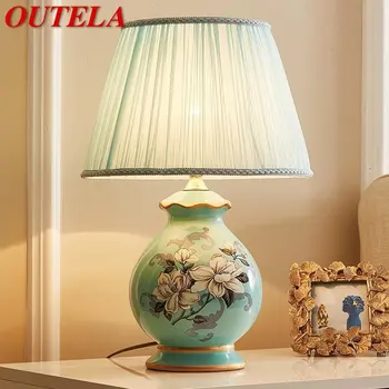 Керамическая настольная лампа OUTELA LED Роскошные Современные настольные лампы с креативным цветочным узором для дома, гостиной, прикроватной тумбочки в спальне 18