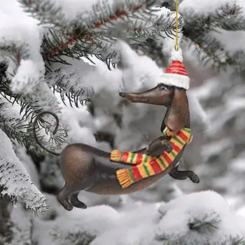 Украшение на Рождественскую елку, Подвесное украшение, яркие подвески в виде рождественской елки в виде 3D таксы на ремешках, Веселая вечеринка на праздники 8