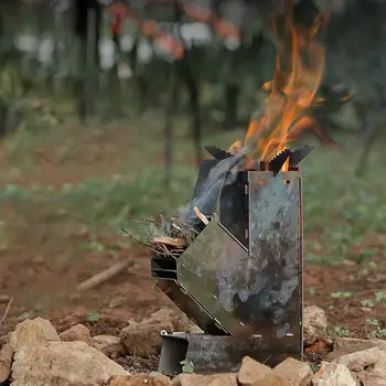 Камера для сжигания топлива на дровах в кемпинге для барбекю на открытом воздухе 18