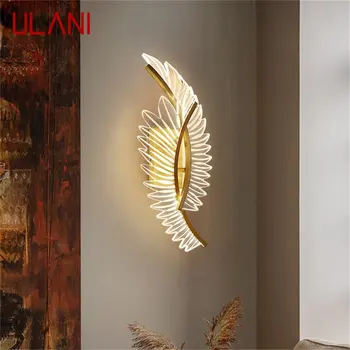 Латунные настенные светильники ULANI в стиле постмодерн, бра, декоративные светильники в форме перьев для дома 18