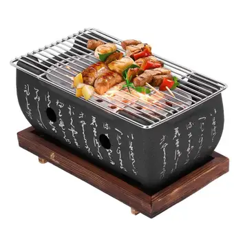 Гриль для барбекю в японском стиле Портативный Гриль для барбекю с сеткой из нержавеющей стали Мини-угольная печь для пикника для походной кухни Аксессуар 18