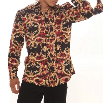 Мужская рубашка с длинными рукавами 2023, весенне-осенняя новая одежда для выступлений, рубашка большого размера с принтом рок-певицы из ночного клуба