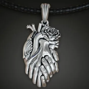 Подвеска в виде сердца и пары Роз из чистого стерлингового серебра 925 пробы, модная 3
