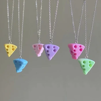 Популярная Многоцветная подвеска в виде сырного треугольника из смолы, геометрическое ожерелье-цепочка на ключицу, Модный Простой шарм Для подарка ювелирных изделий для женщин 6
