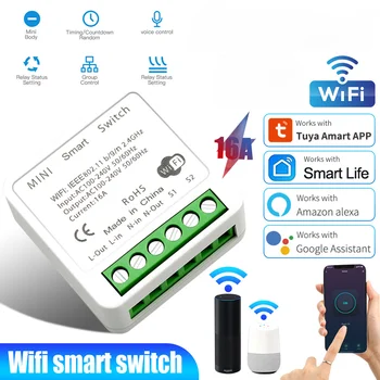 16A Wifi Smart Switch Модуль умных домашних выключателей света, 2-полосное управление, Работа с переключателем Smart Life Home Switch 21