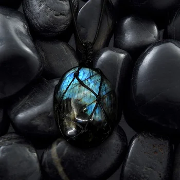 Модное лабрадоритовое ожерелье, лабрадоритовое ожерелье с регулируемой веревкой 13
