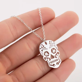 Винтажное ожерелье с выдалбливаемой подвеской Terror для мужчин и женщин, этническая Мексиканская цепочка с черепом, украшения на Хэллоуин, готика 9