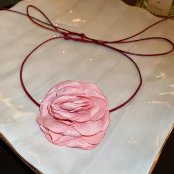 Корейское модное Свежее Розовое ожерелье с цветком розы, роскошный дизайн, простое Персонализированное ювелирное ожерелье с темпераментом для женщин 21