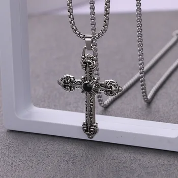 Ретро-подвеска в виде креста, уличный тренд в стиле хип-хоп, индивидуальное мужское и женское ожерелье, цепочка для свитера. 21
