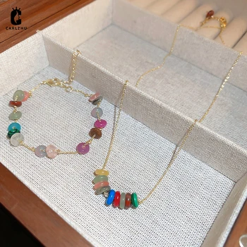 Регулируемый браслет-цепочка из разноцветных камней и бисера, ожерелье для женщин, Легкий Роскошный Модный Универсальный ювелирный набор 14