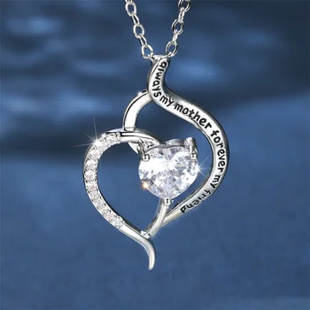 Милое женское ожерелье с подвеской в виде сердца, Серебряный цвет, ожерелье с белым цирконом, Геометрическое свадебное ожерелье 18