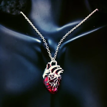 Ожерелье с кровоточащим сердцем, Анатомическое сердце, Готические украшения, Готическое ожерелье, Кровь, Красный, Ювелирные изделия Y2K, Ожерелье Y2K 22