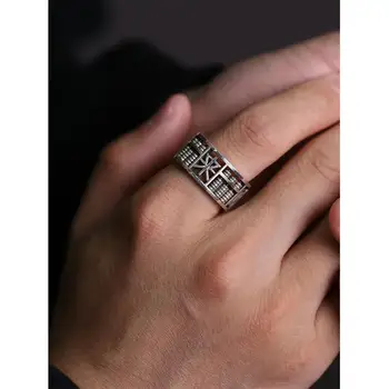 Выдалбливаемое винтажное кольцо lucky abacus для модного мужского вращающегося кольца с широким лицевым покрытием. 14