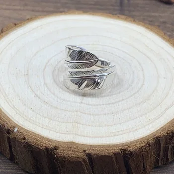 Серебряное открывающее кольцо с двойным пером из серебра 925 пробы, мужской Takahashi Wu Live, подарок на День Святого Валентина для мужчин и женщин 15