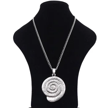 1 х Тибетское серебро, большой вихревой улитка, спиральный ювелирный кулон, ожерелье на длинной цепочке Lagenlook 34