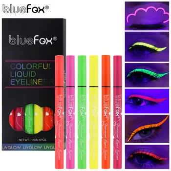 6 цветов Флуоресцентного УФ-свечения Светящаяся жидкая подводка для глаз Стойкий макияж на Хэллоуин 13