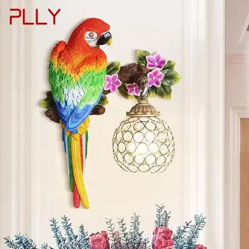 Современный настенный светильник PLLY Parrot LED для помещений, креативный реалистичный светильник-бра из смолы для домашнего декора гостиной и коридора 20